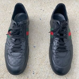 Gucci Black Guccissima Web Lace-up Leather Sneakers
